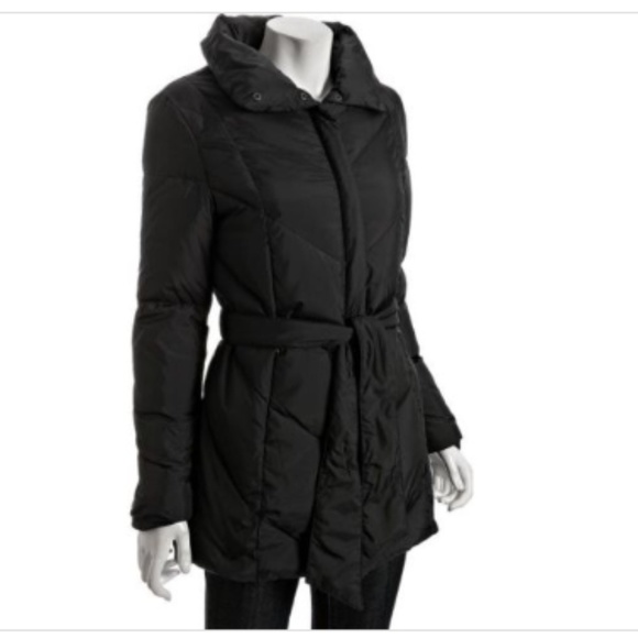 Cole Haan Down Black Puffer Quilted Coat Black Size L Winter Warm Classic New